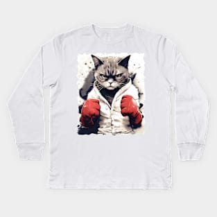 Boxer Cat Kids Long Sleeve T-Shirt